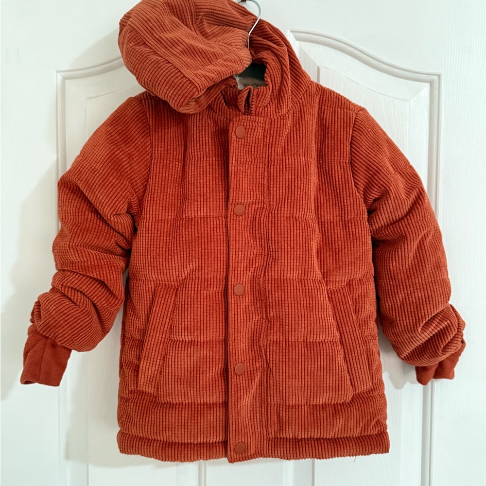 Cat & Jack Orange Corduroy rust colored Puffer Jacket